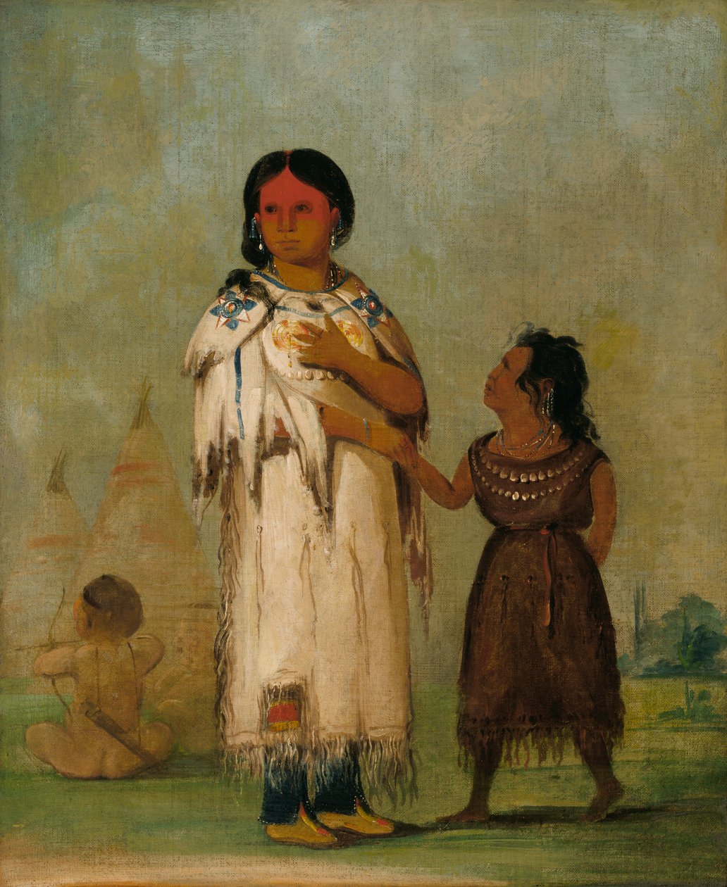 Femme et Enfant Assiniboin, 1832 - George Catlin