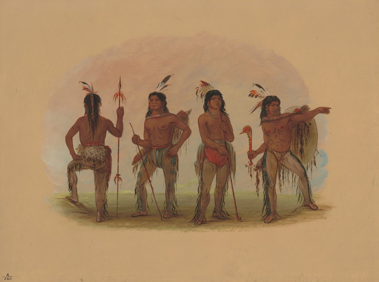 Quatre guerriers Navajo - George Catlin