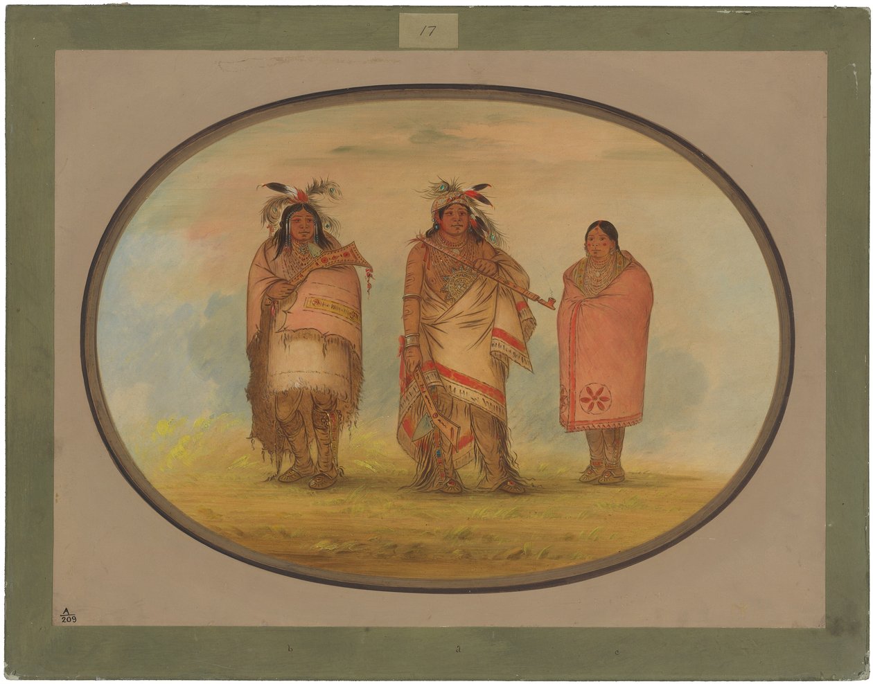 Chef Menomonie, sa femme et son fils - George Catlin