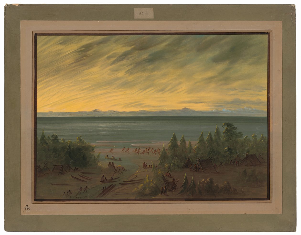 Village de Nayas au coucher du soleil - George Catlin