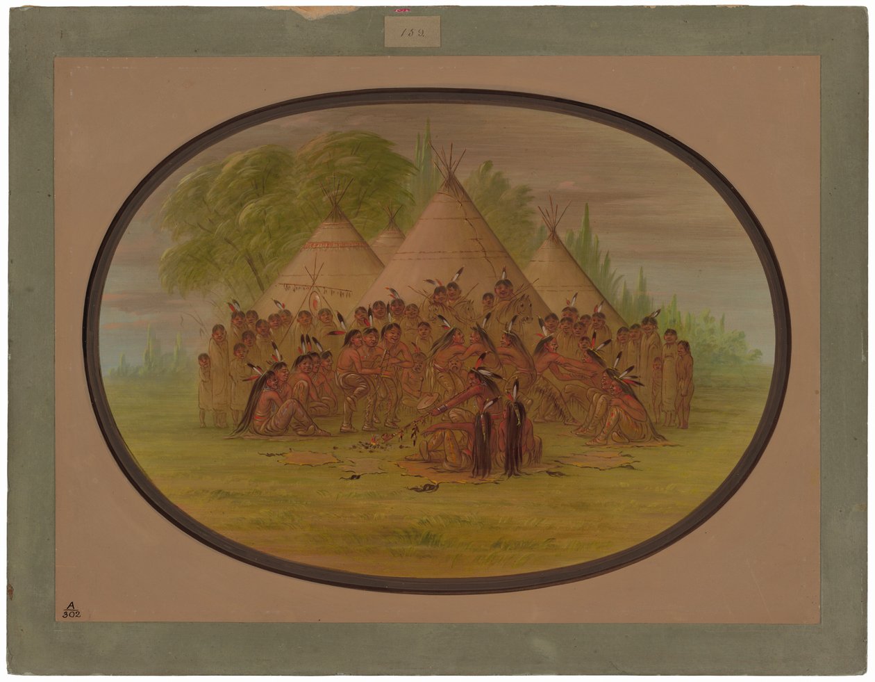 Danse de la pipe - Assinneboine - George Catlin