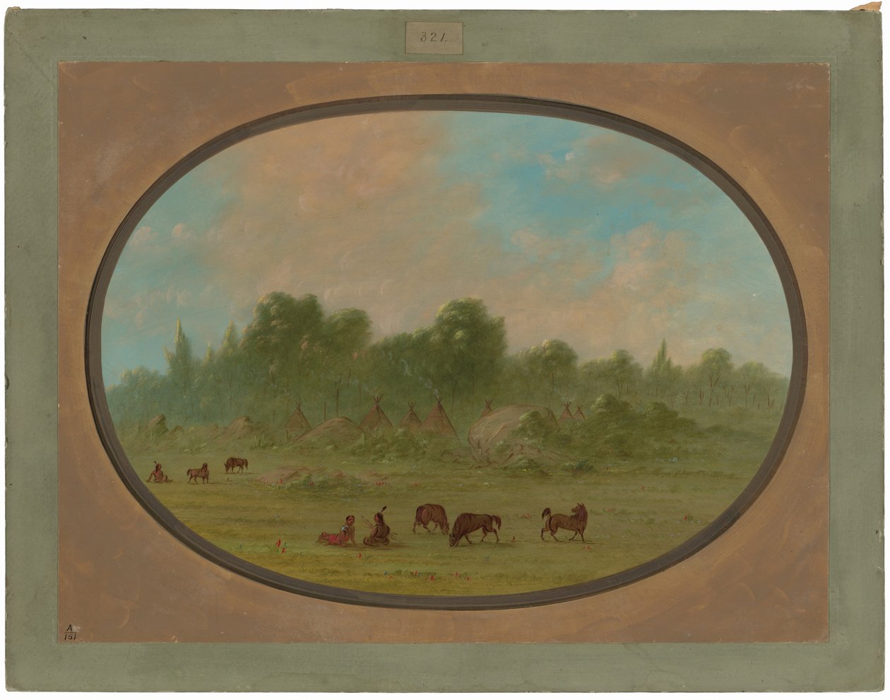 Village de Tawahquena - George Catlin