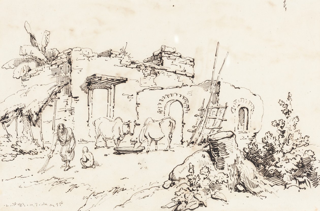 Une scène de village en Inde (verso) - George Chinnery