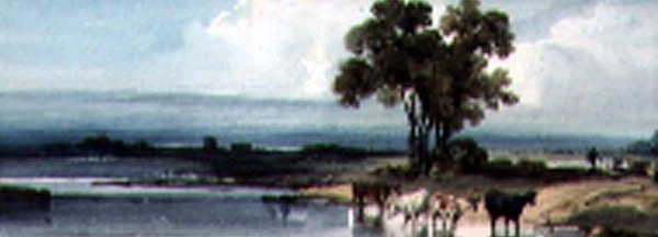 Lac avec du bétail, Chine - George Chinnery