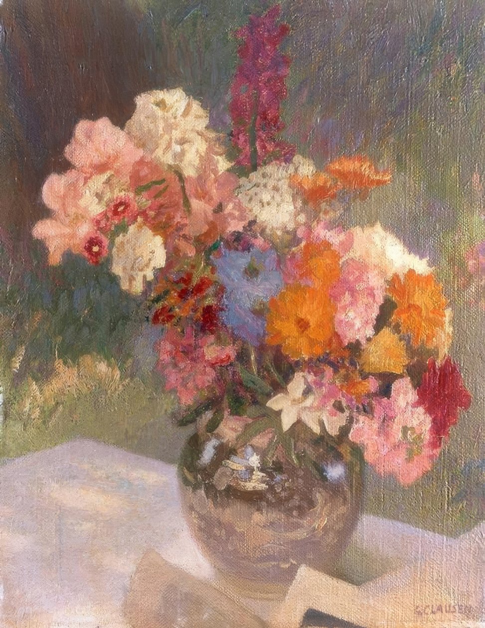 Fleurs dans un vase en lustre - George Clausen