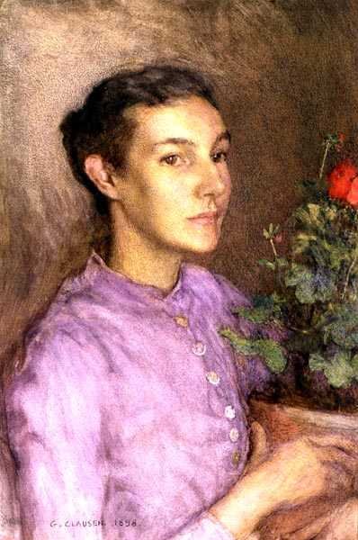Fille et pot de fleurs - George Clausen