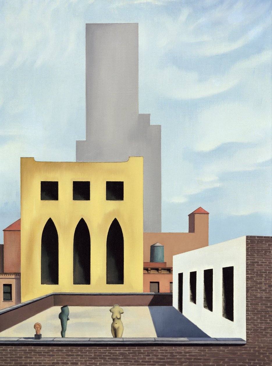 Sculpture sur un toit - George Copeland Ault