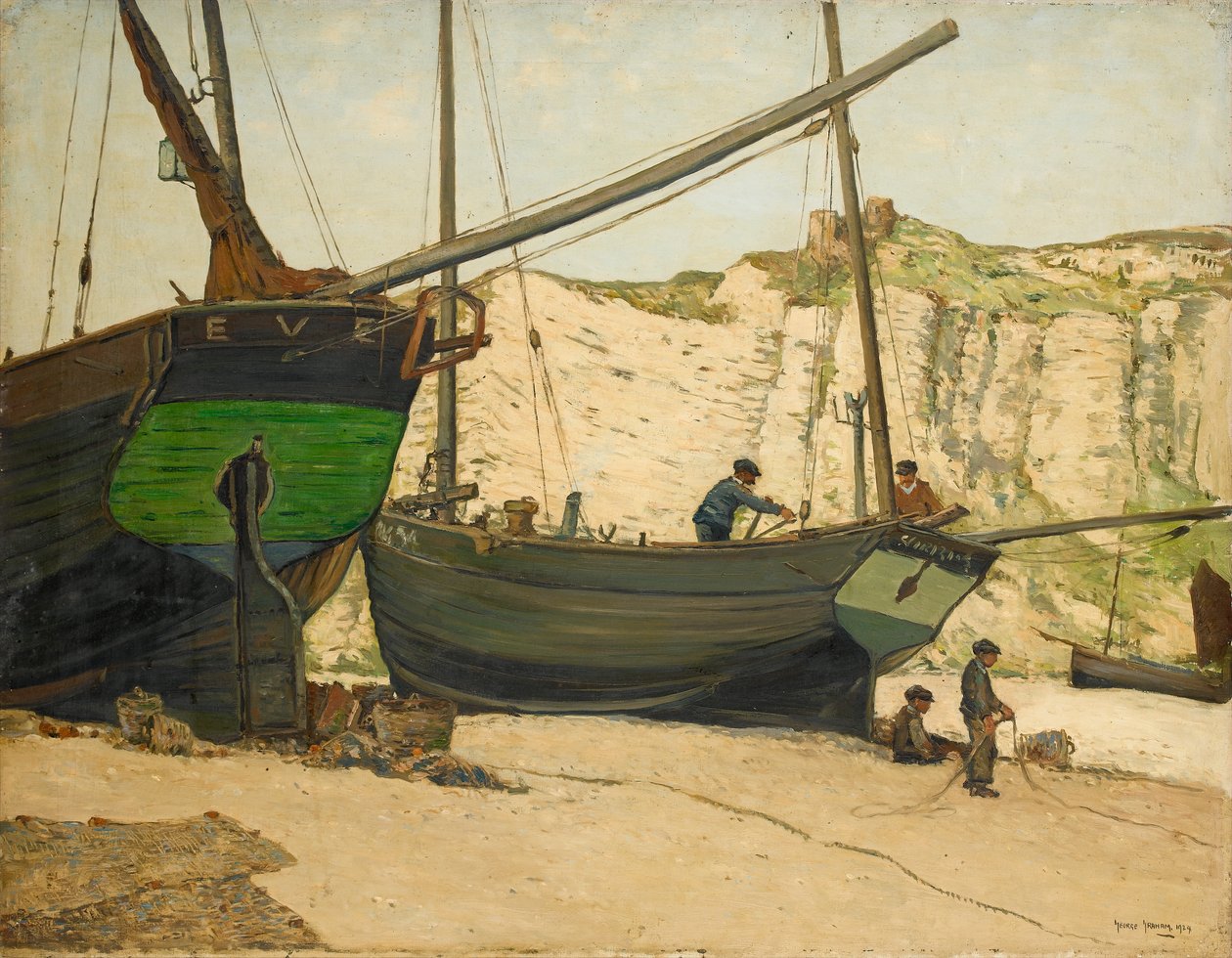 Luggers de Hastings sur la plage de Hastings - George Graham