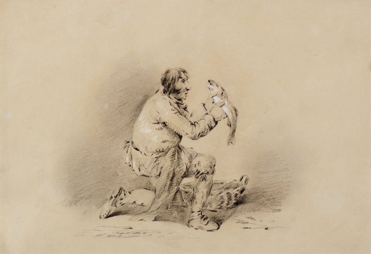 Pêcheur tenant un poisson - George Morland