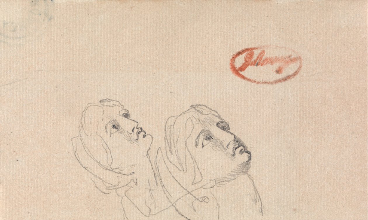 Deux têtes qui regardent vers le haut - George Romney