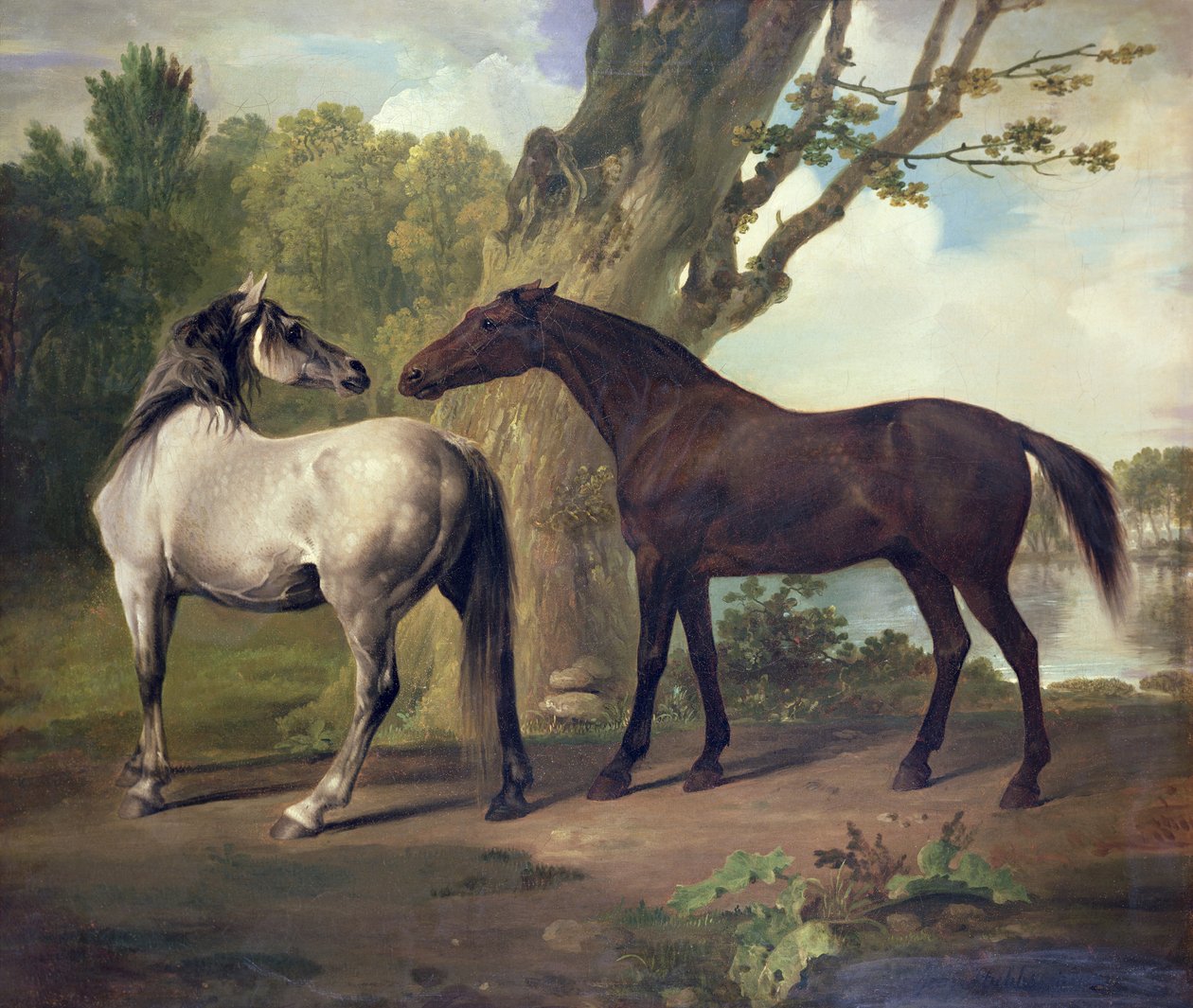 Deux chevaux dans un paysage - George Stubbs