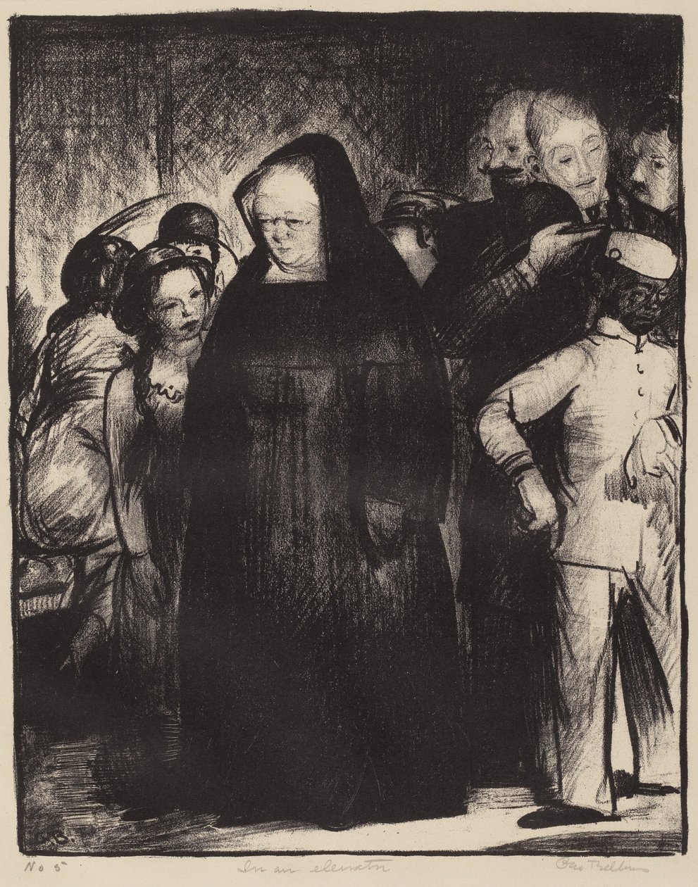 Dans un ascenseur, 1916 - George Wesley Bellows