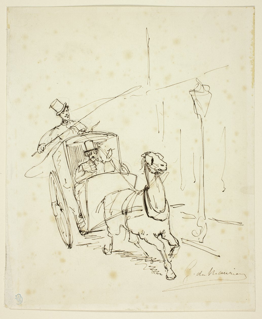 Whistler dans un taxi Hansom - George du Maurier