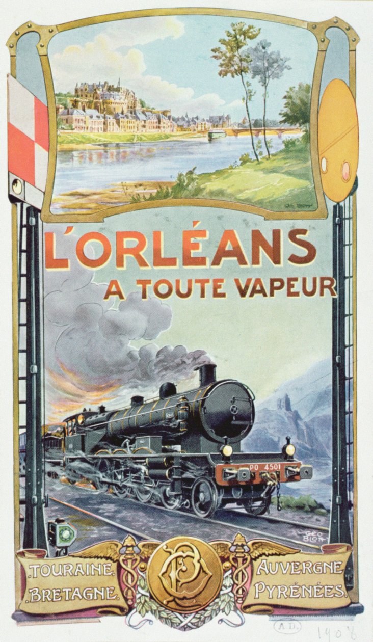 Affiche publicitaire pour le service ferroviaire 