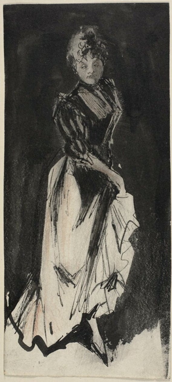 Femme soulevant sa jupe pour marcher - Georges Alfred Bottini