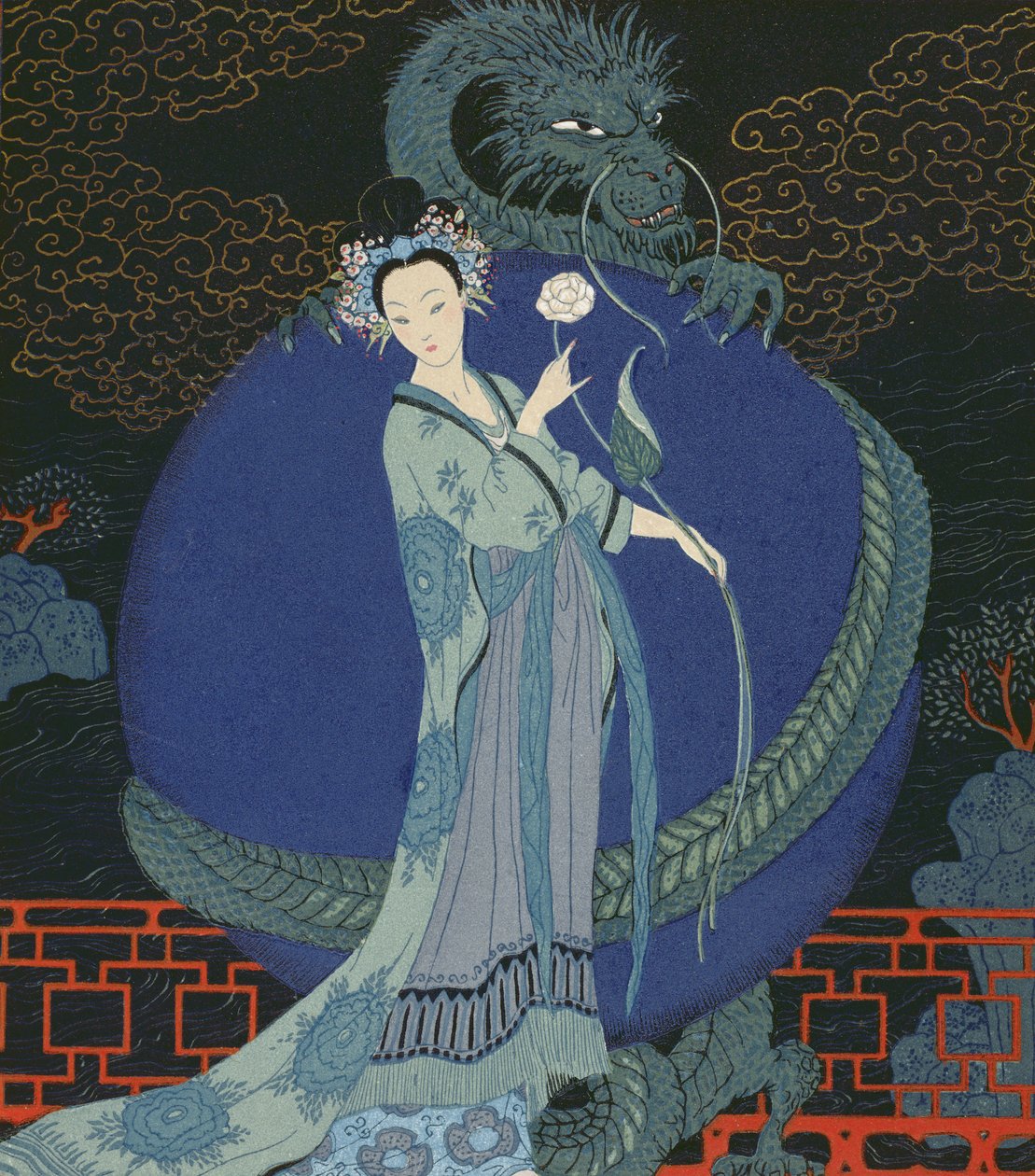 Dame avec un dragon - Georges Barbier