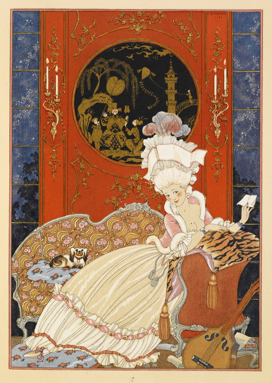 Lettre. Une femme lisant une lettre. - Georges Barbier