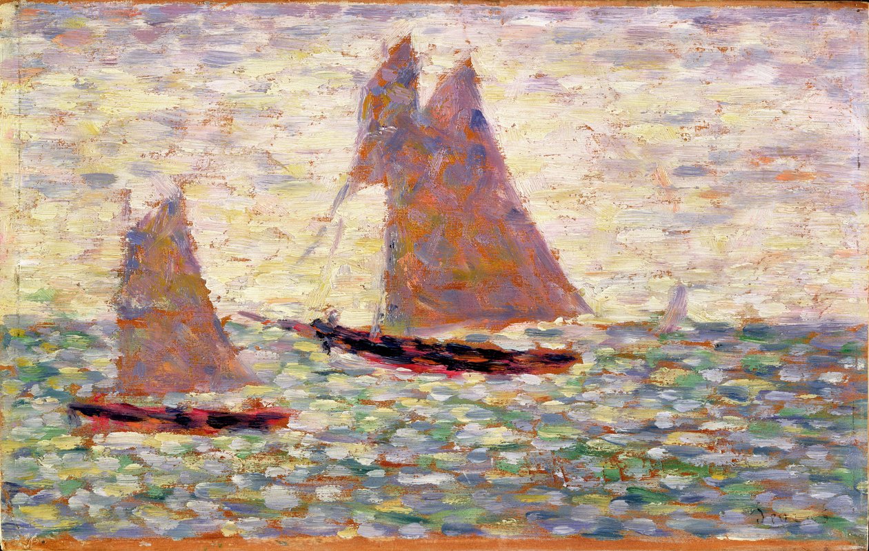 Deux voiliers à Grandcamp, vers 1885 - Georges Seurat