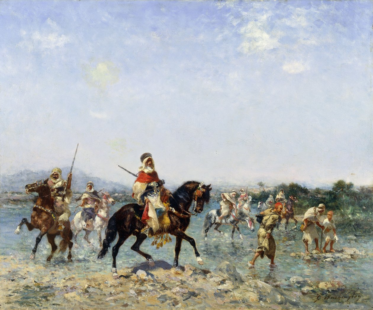 Cavalerie arabe traversant un ruisseau - Georges Washington