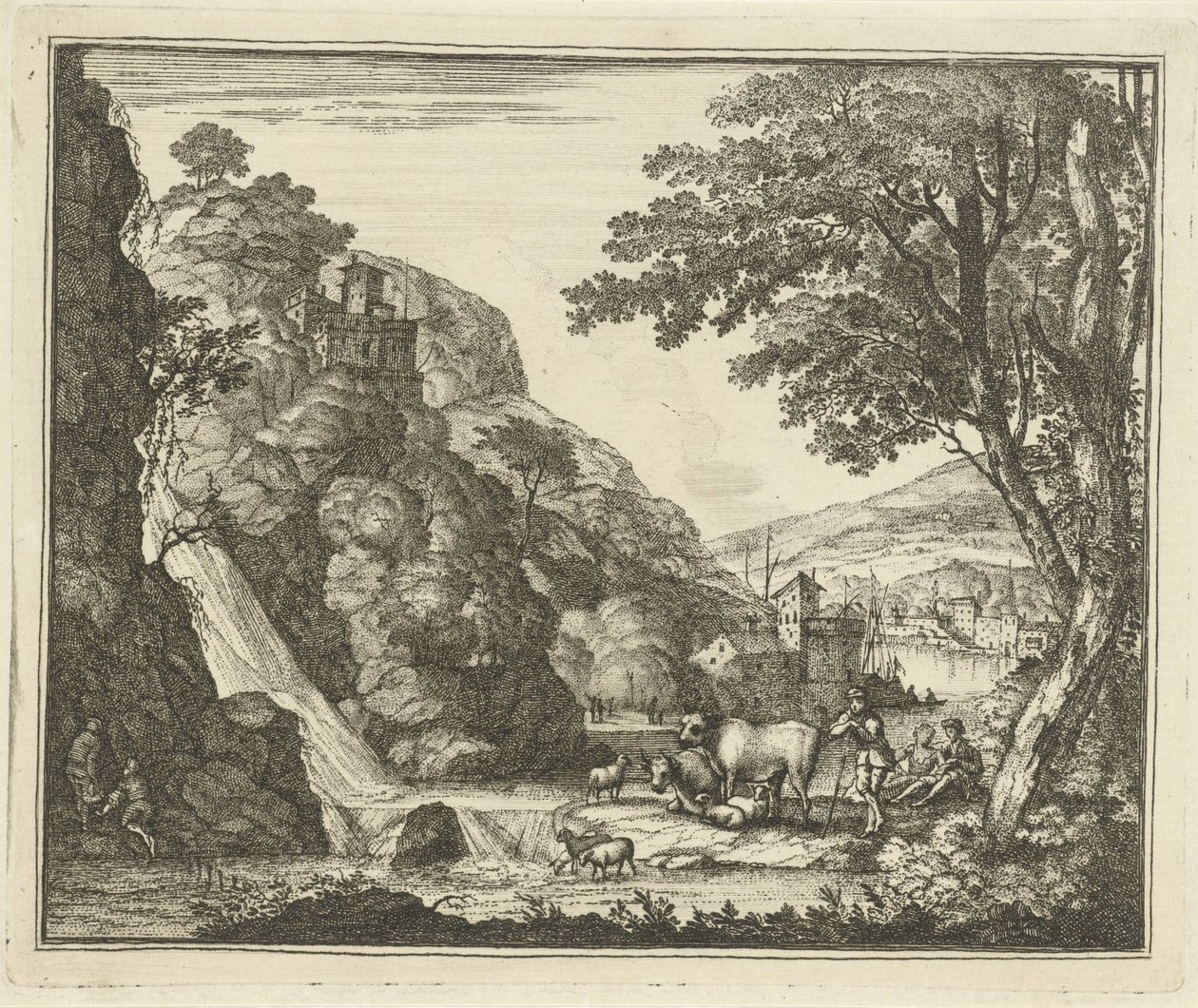 Berger avec des animaux près d