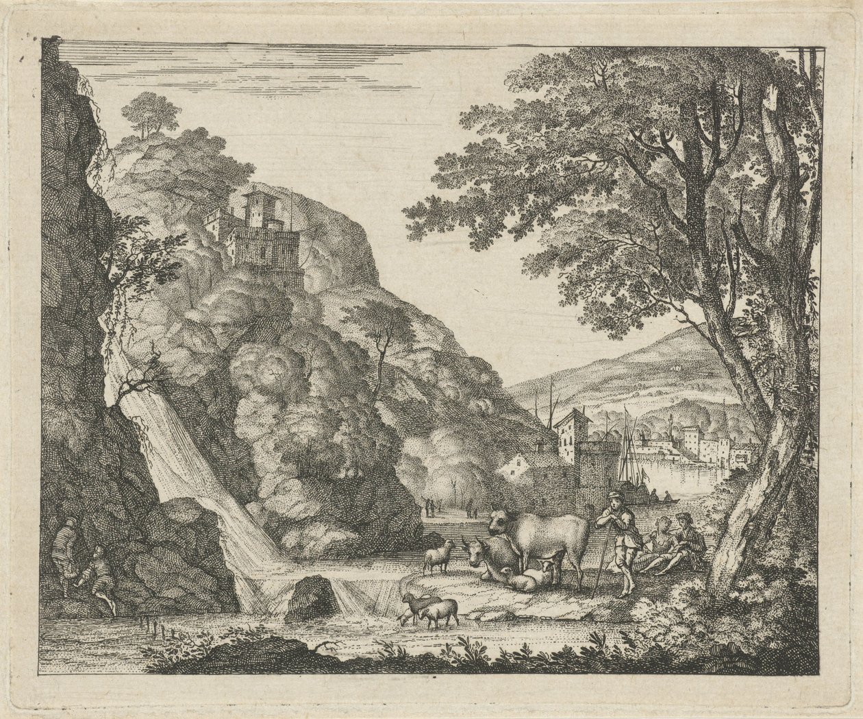 Berger avec animaux près d