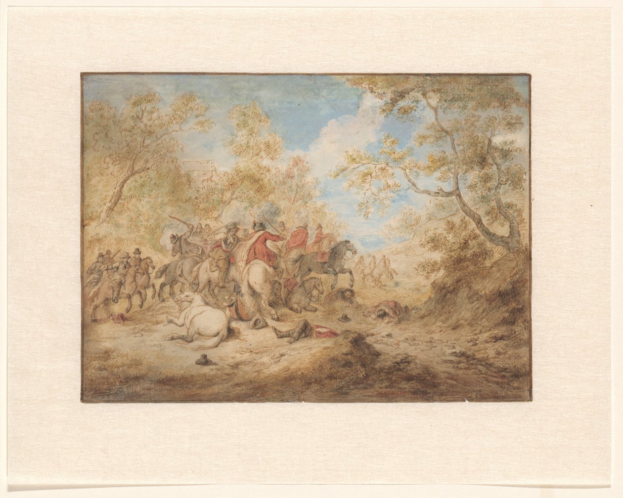 Paysage avec cavaliers combattants - Gerardus Josephus Xavery
