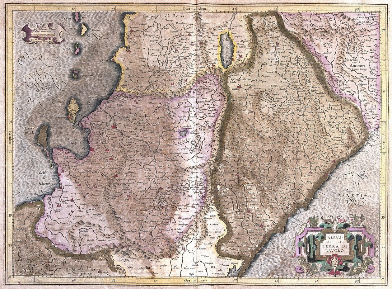 Abruzzes et Campanie, Italie (gravure) - Gerardus Mercator