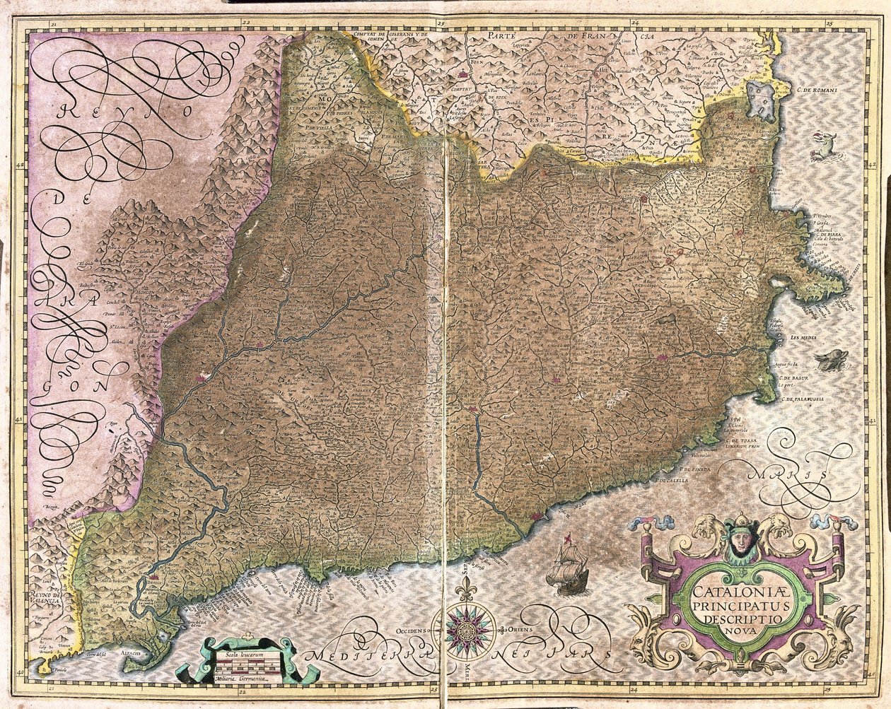 Catalogne, Espagne (gravure) - Gerardus Mercator