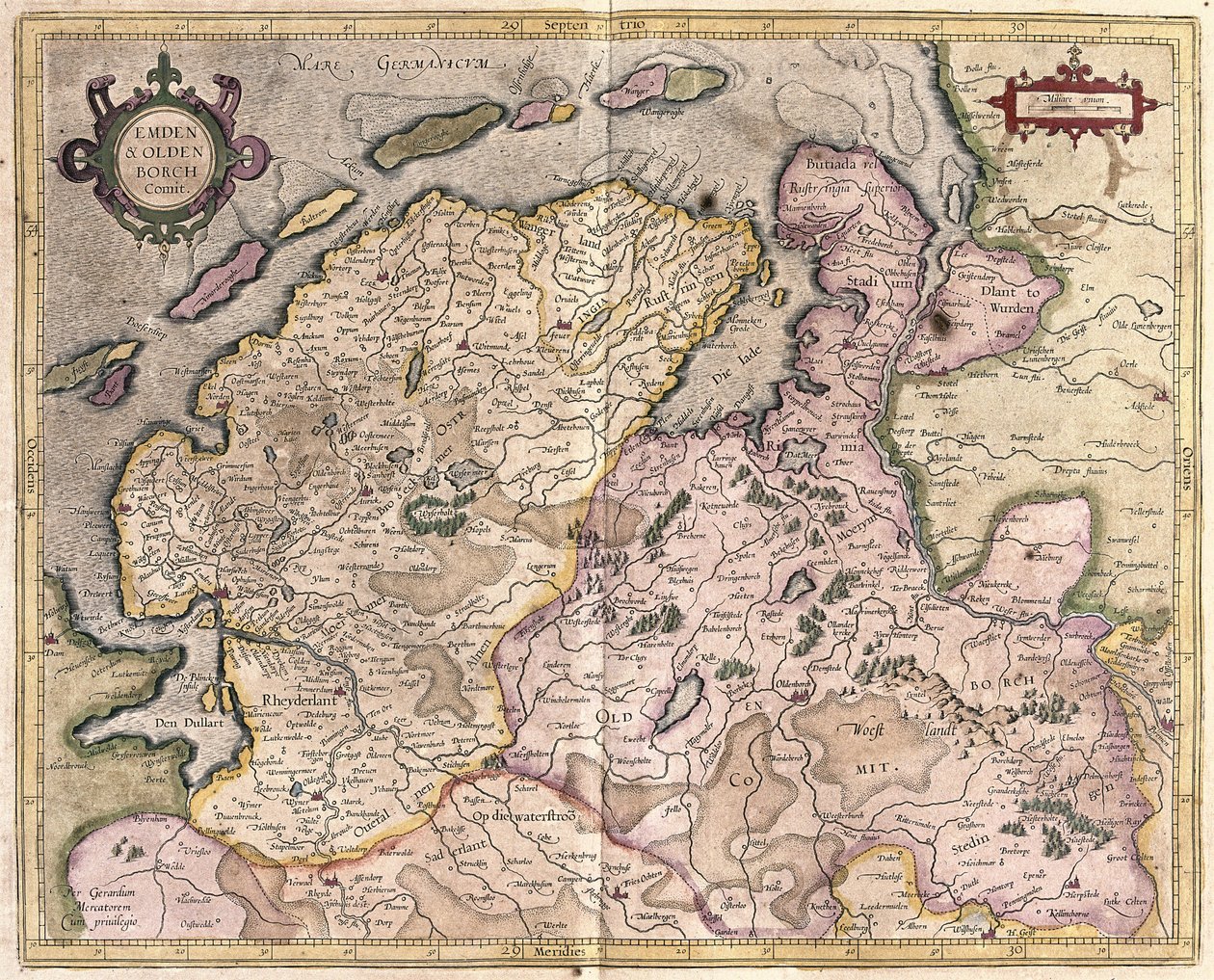 Emden et Oldenburg, Allemagne (gravure) - Gerardus Mercator