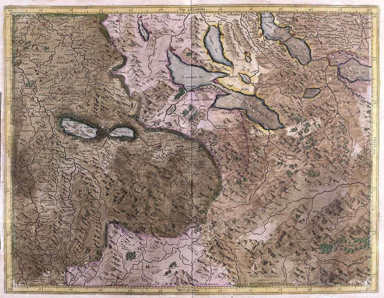 Lacs en Suisse (gravure) - Gerardus Mercator