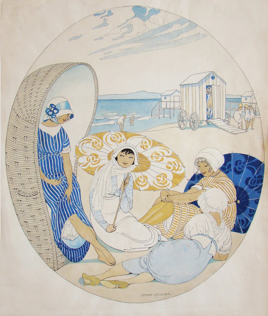 Discussion sur la plage danoise - Gerda Wegener