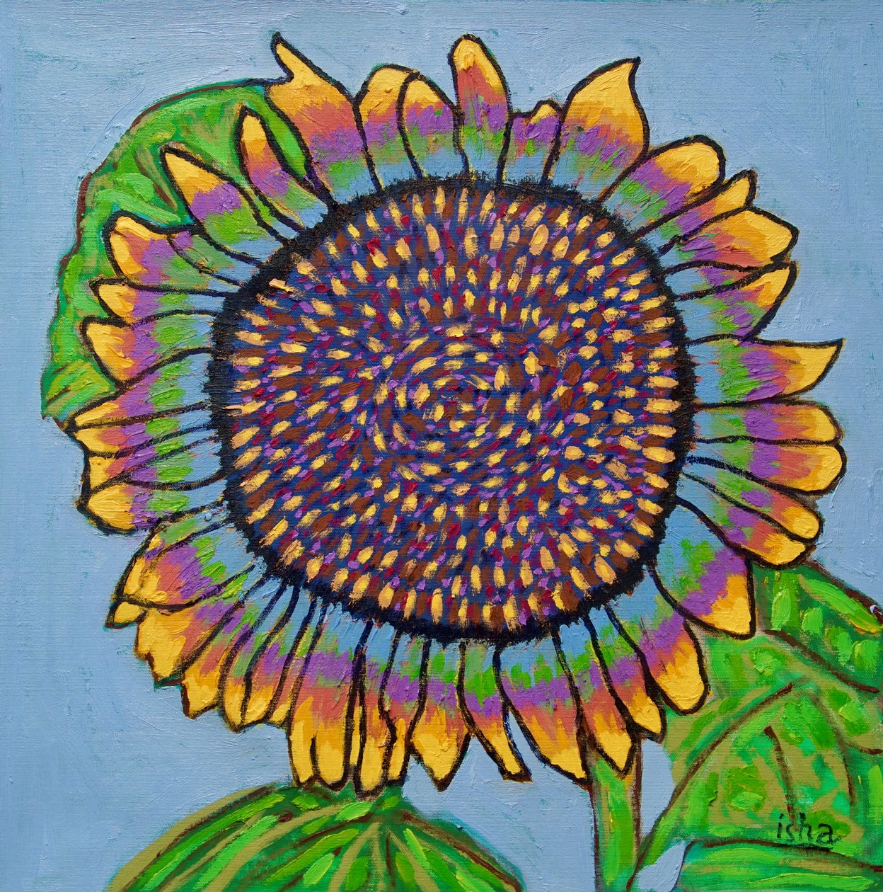 Tournesol joyeux II, 2024 (huile sur toile) - Gerhardt Isringhaus