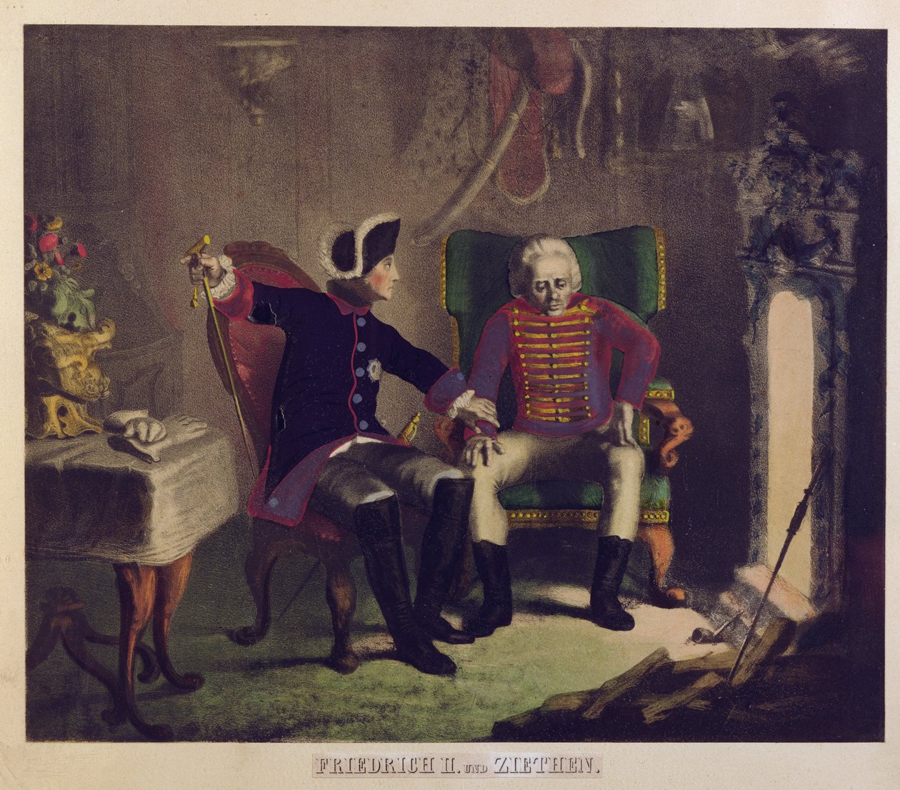 Frédéric II et le général von Ziethen - German School