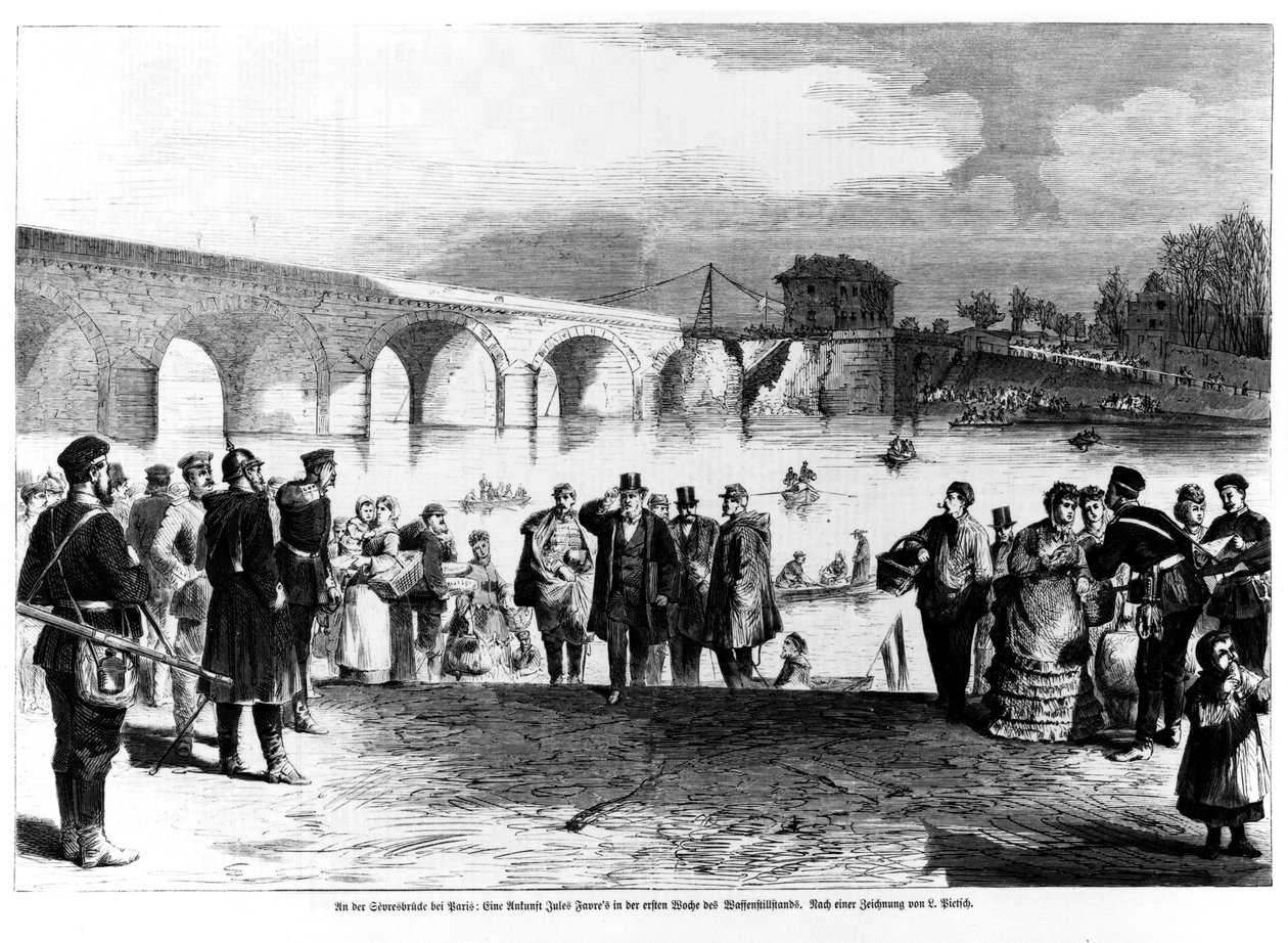 Jules Favre (1809-80) arrivant au Pont de Sèvres, illustration de 