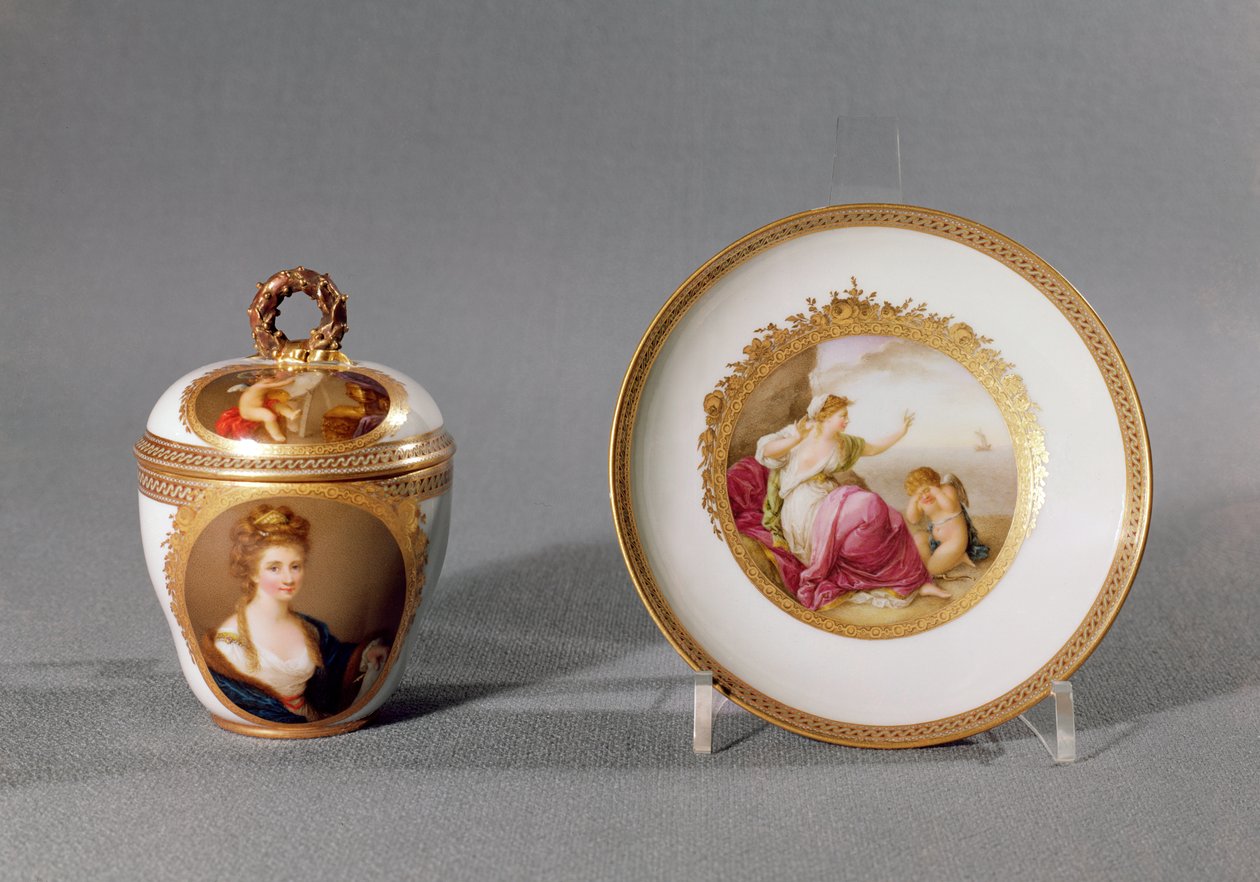 Tasse, couvercle et soucoupe Meissen, peints par Angelica Kauffmann (1741-1807) - German School