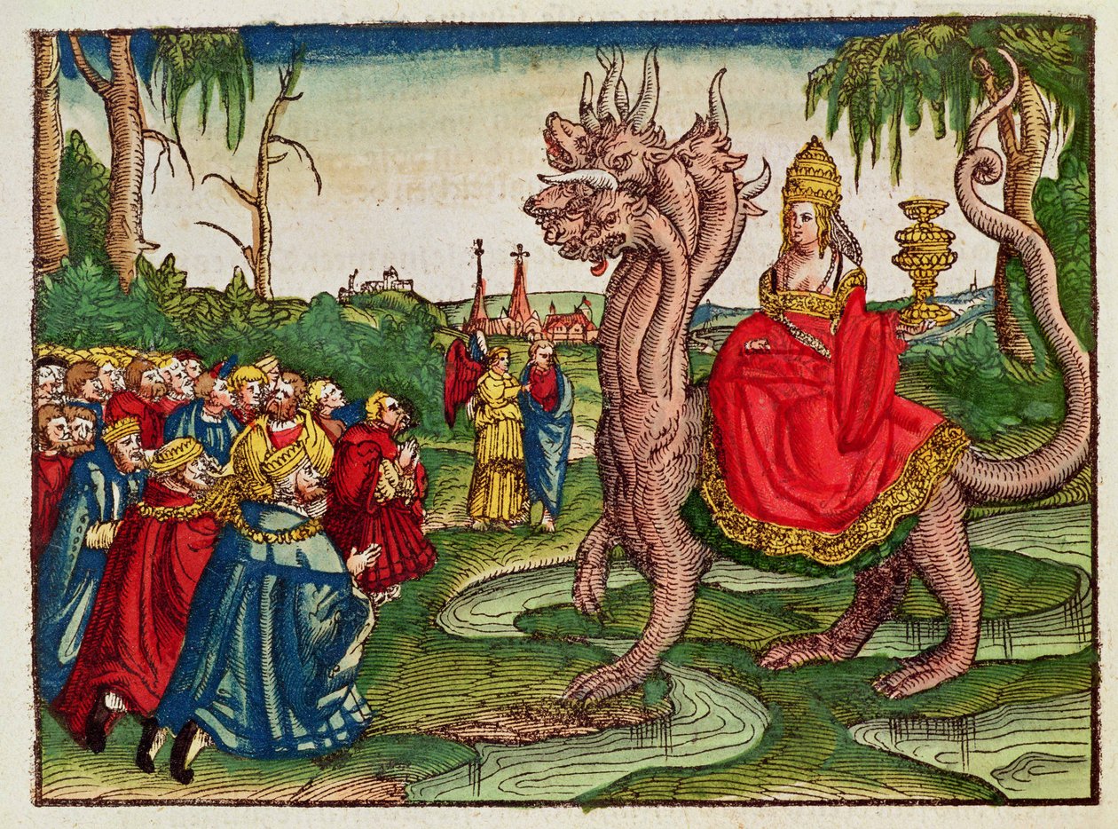La Prostituée de Babylone, de la Bible de Luther, vers 1530 - German School