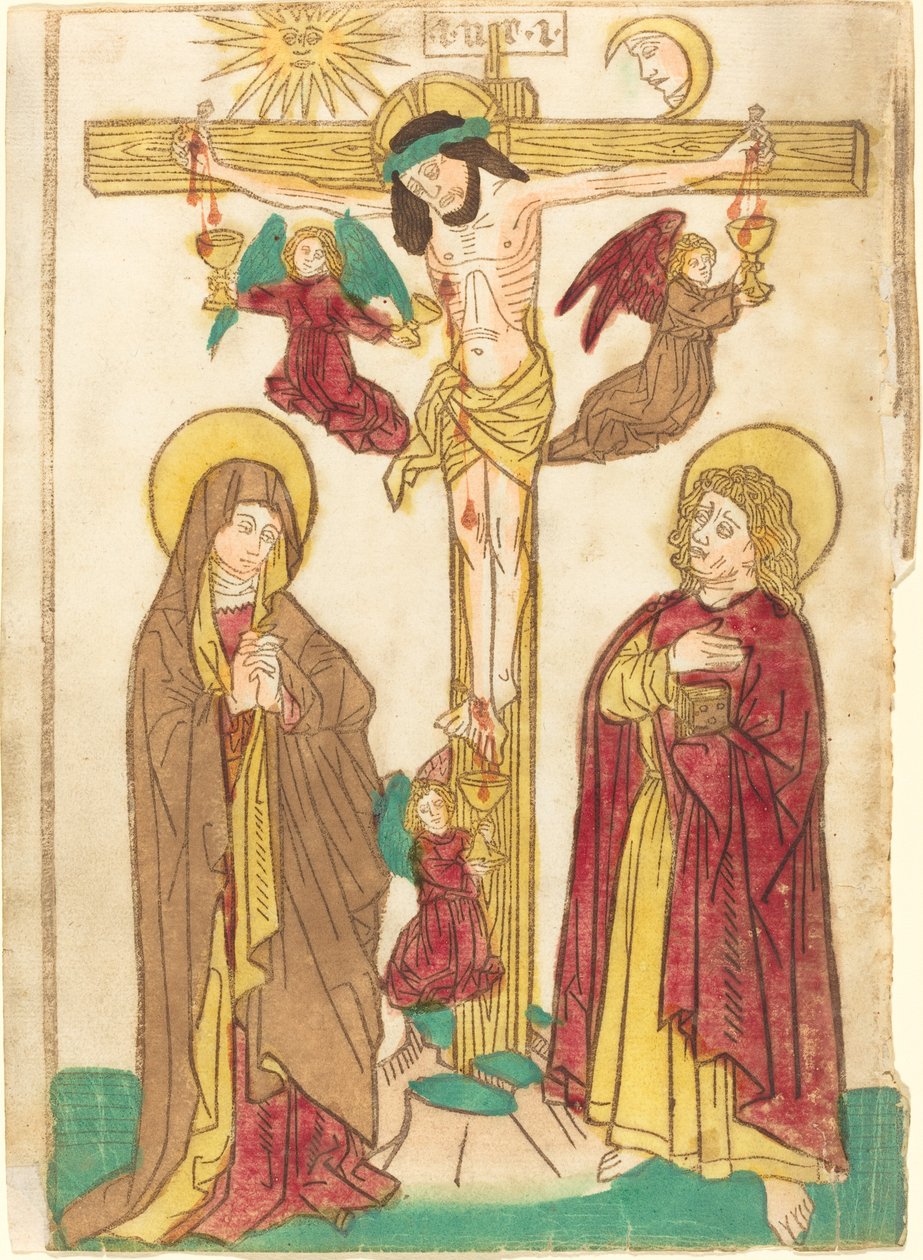 Le Christ en croix avec des anges - German 15th Century