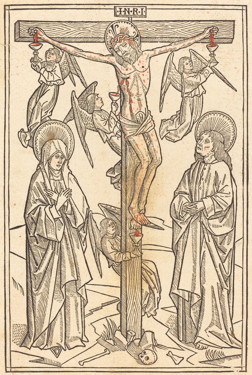 Christ en croix avec des anges - German 15th Century