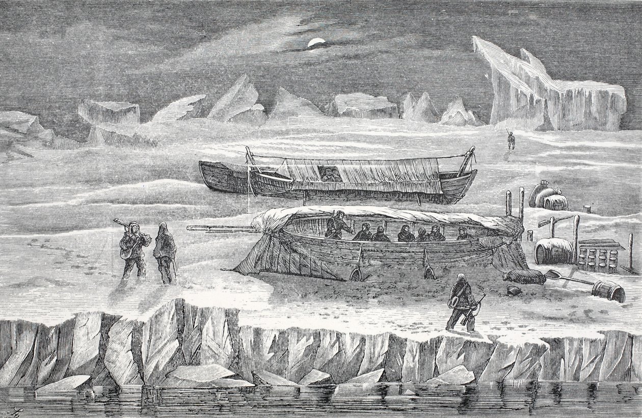 Bivouac dans les bateaux, pub. Londres 1874 - German School