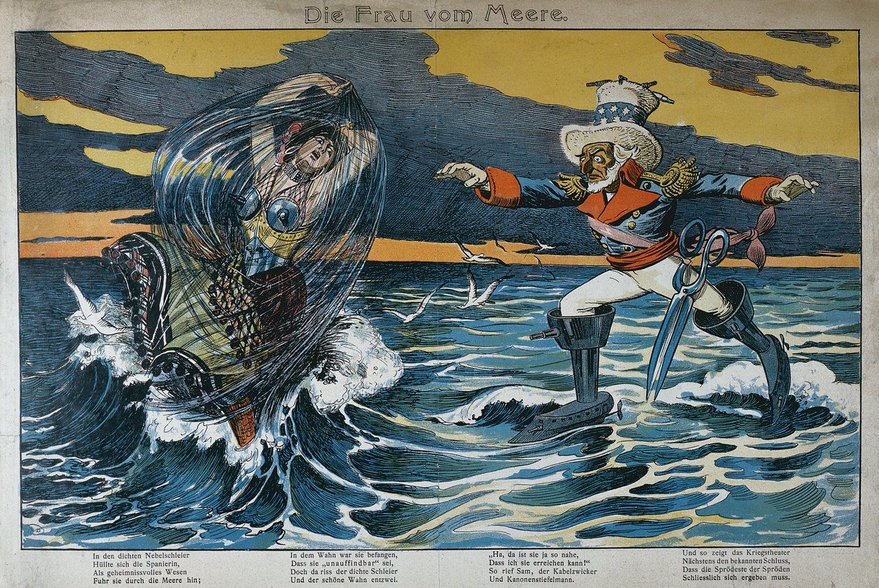 Caricature sur la guerre hispano-américaine, 1898 - German School