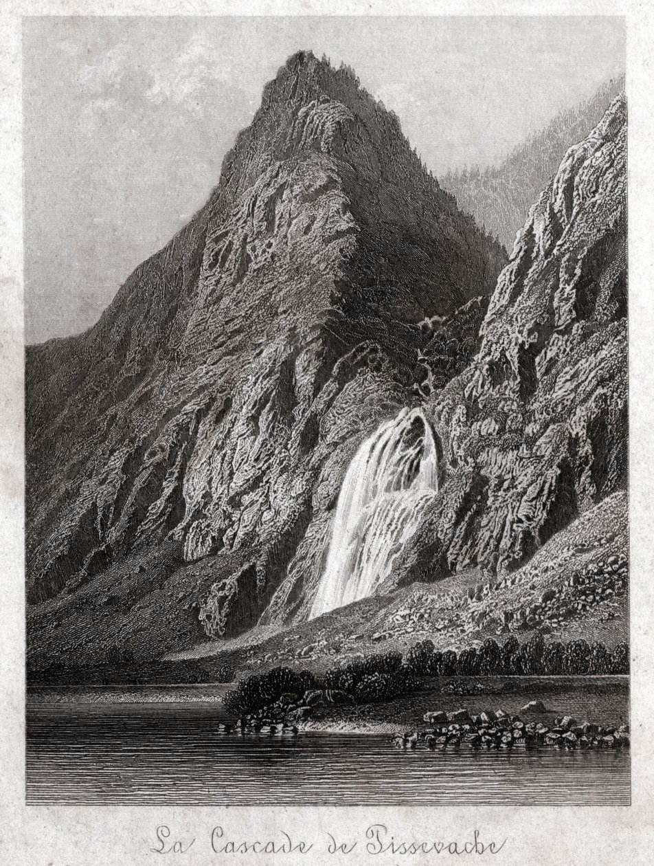 Cascade de Pissevache. (gravure, vers 1830) - German School