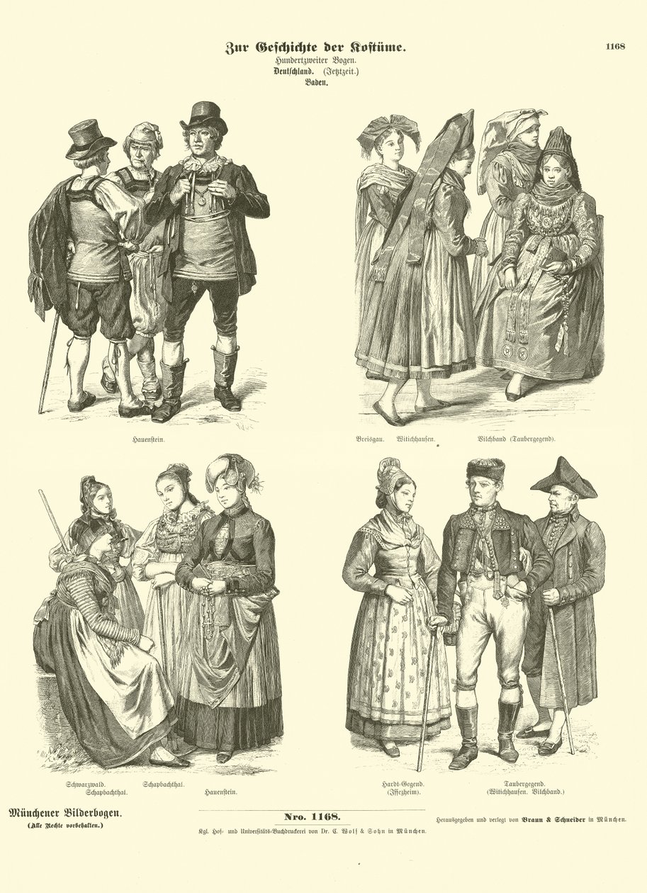 Costumes de Baden, Allemagne, 19e siècle - German School