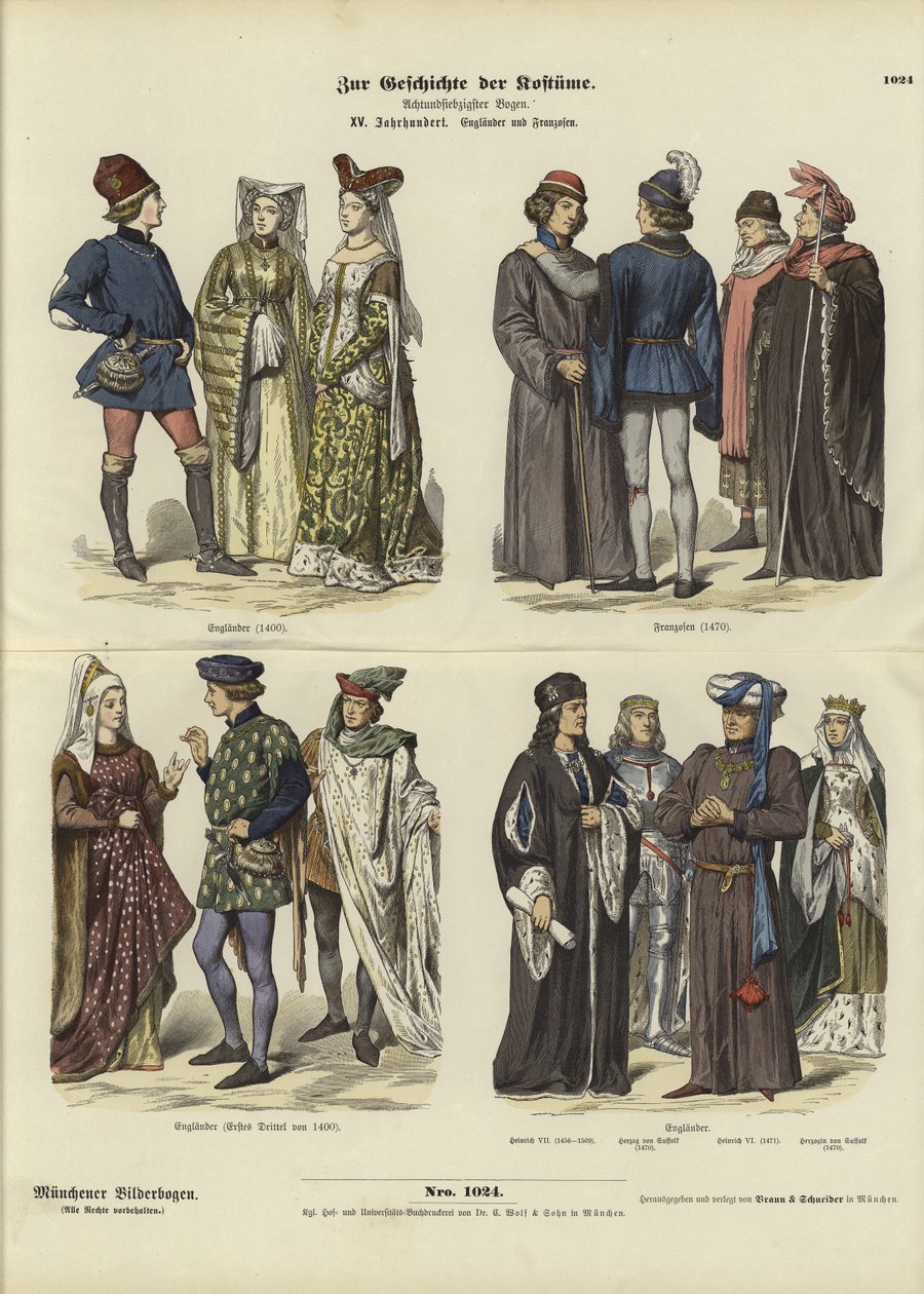 Costumes anglais et français, XVe siècle - German School