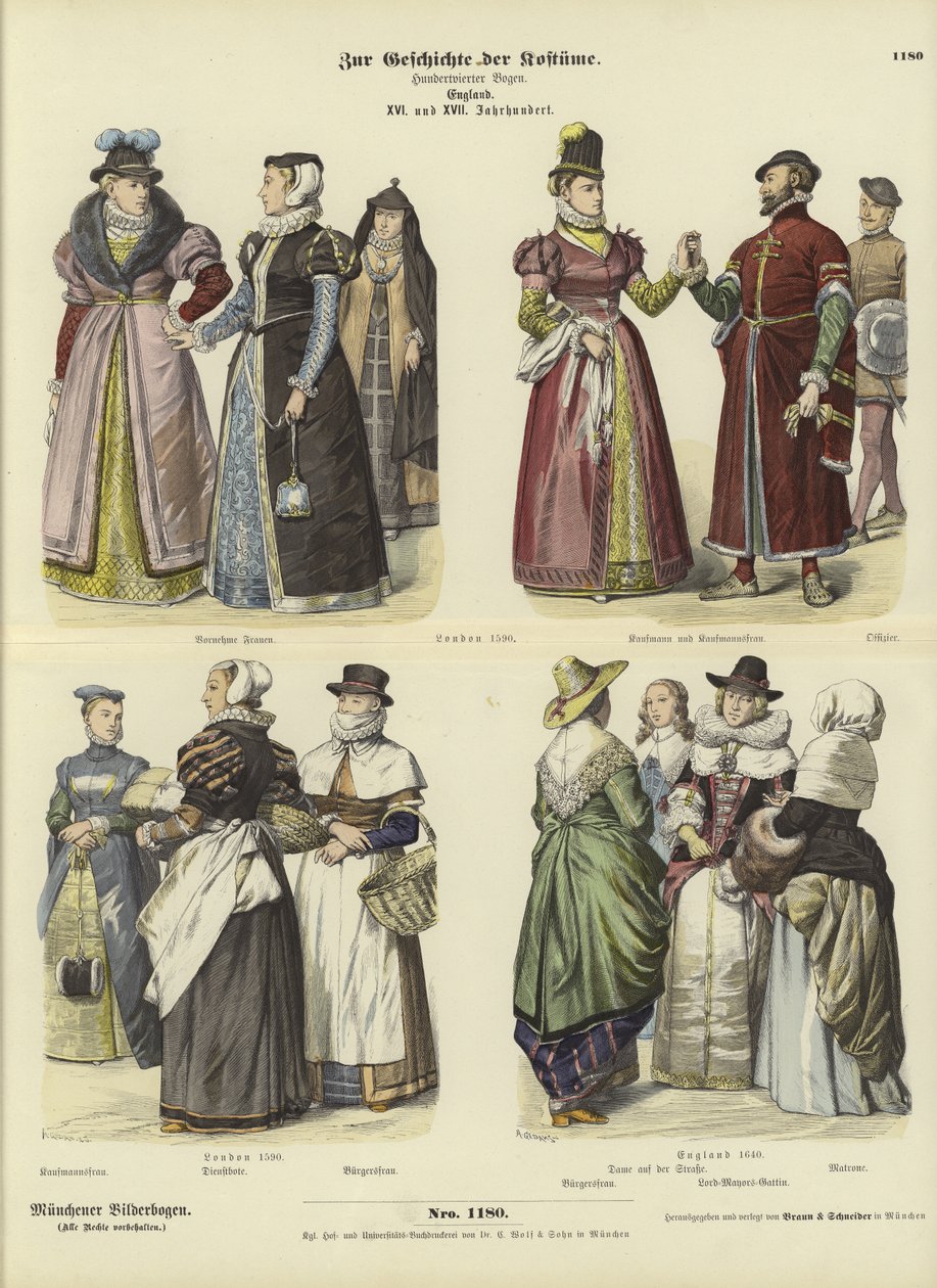 Costumes anglais, 16ème et 17ème siècles - German School