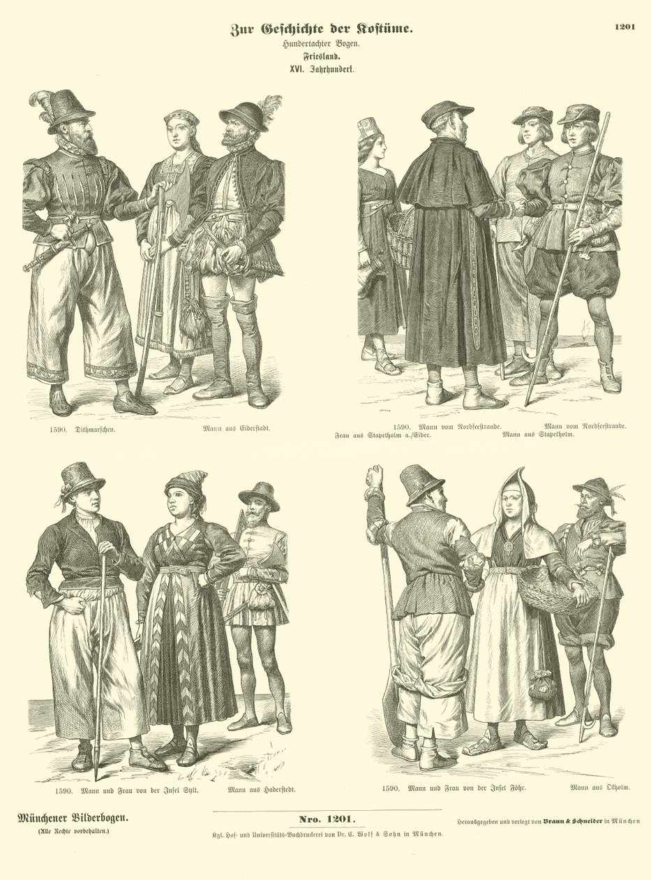 Costumes frisons, XVIe siècle - German School