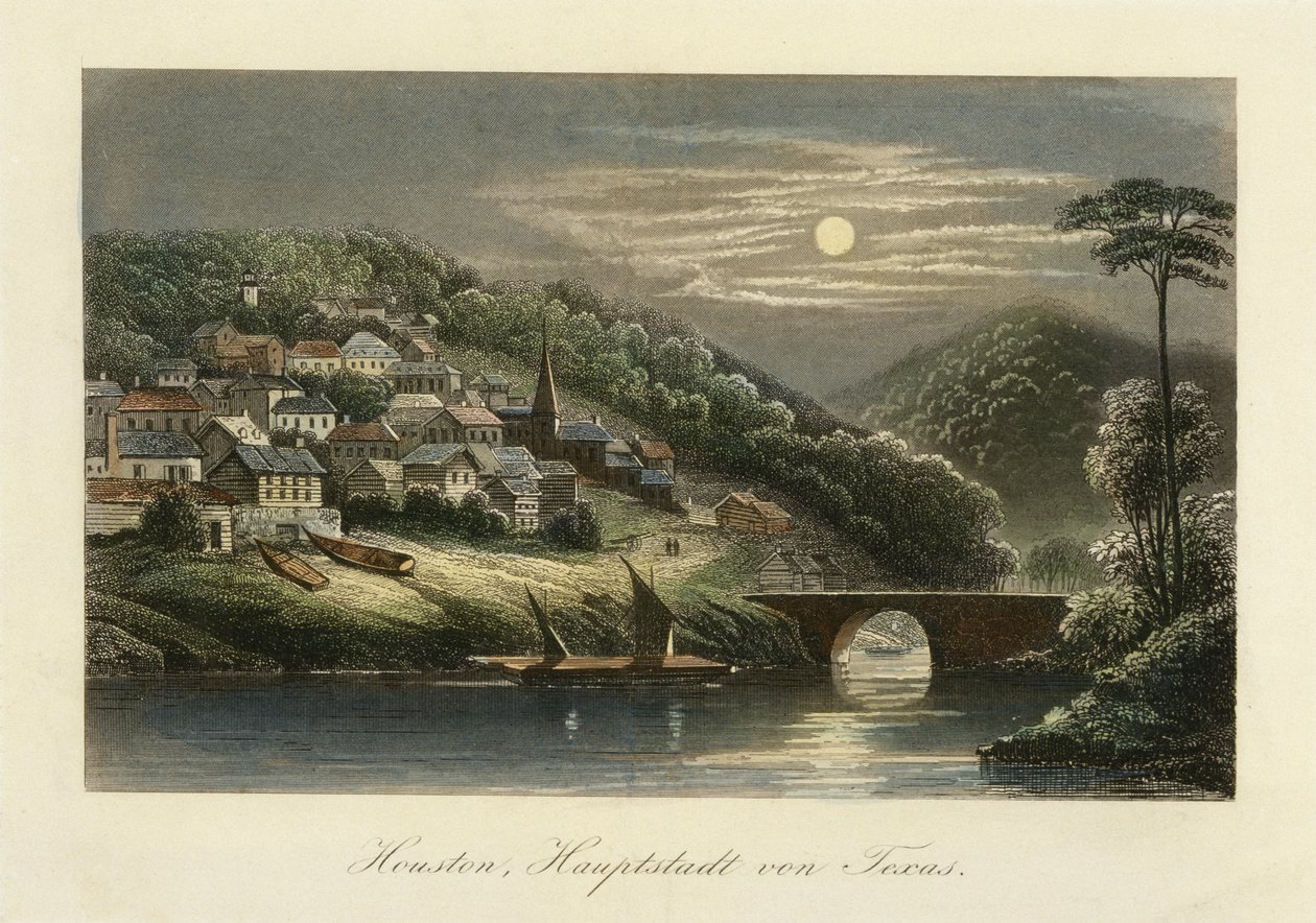 Houston, capitale du Texas, vers 1845-1850 - German School