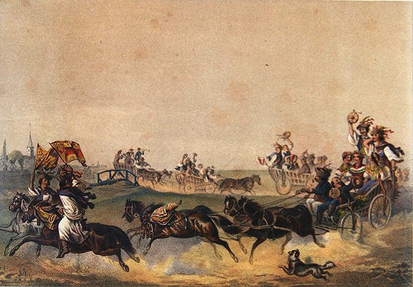 Procession de mariage hongrois, vers 1855 - German School