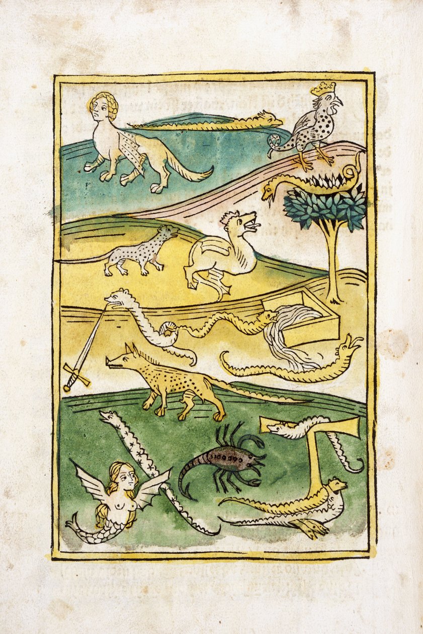 Monstres et serpents dans un paysage - German School