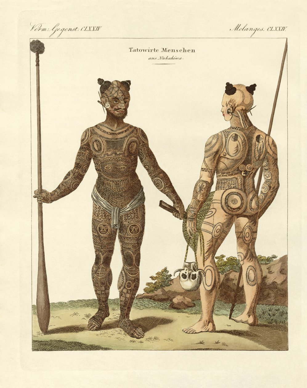 Nukahiwans avec différents tatouages - German School