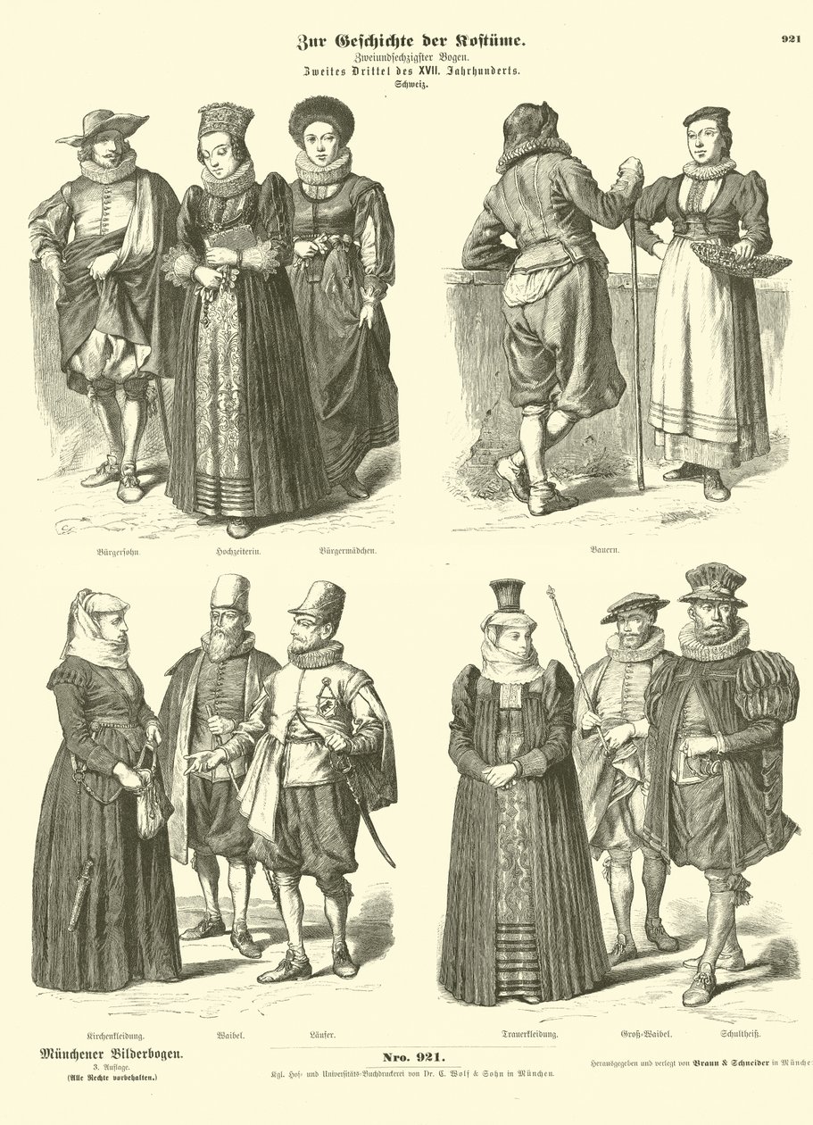 Costumes suisses, milieu XVIIe siècle - German School